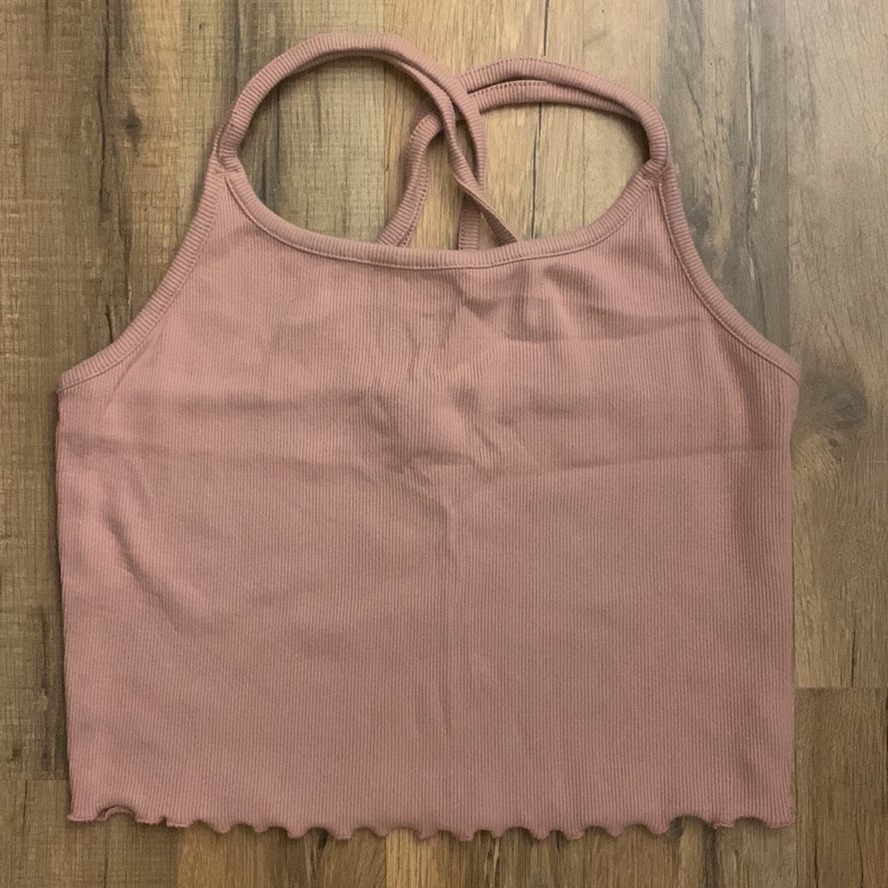 Pink Ribbed Crop Tank - Picture 3 of 5